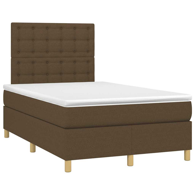 Pat box spring cu saltea, maro închis, 120x190 cm, textil