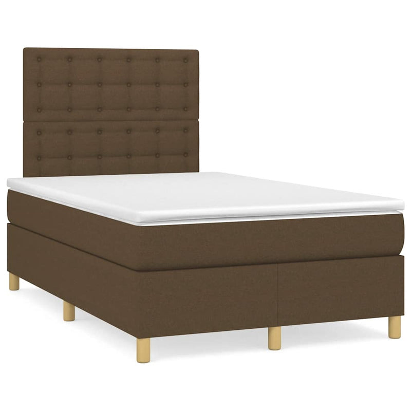 Pat box spring cu saltea, maro închis, 120x190 cm, textil