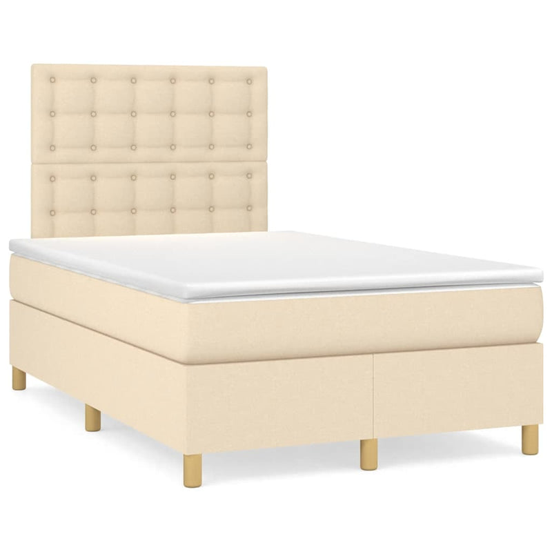 Pat continental cu saltea, crem, 120x190 cm, textil