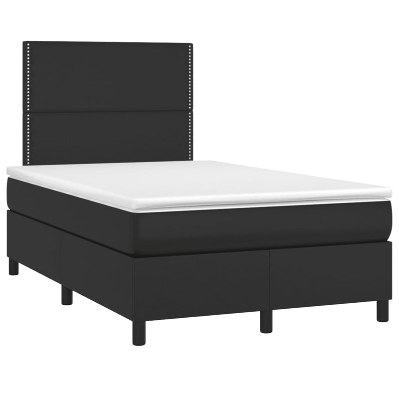 Pat box spring cu saltea, negru, 120x190 cm, piele ecologică