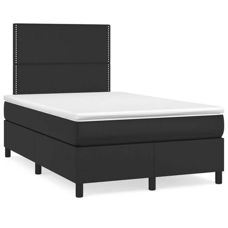 Pat box spring cu saltea, negru, 120x190 cm, piele ecologică