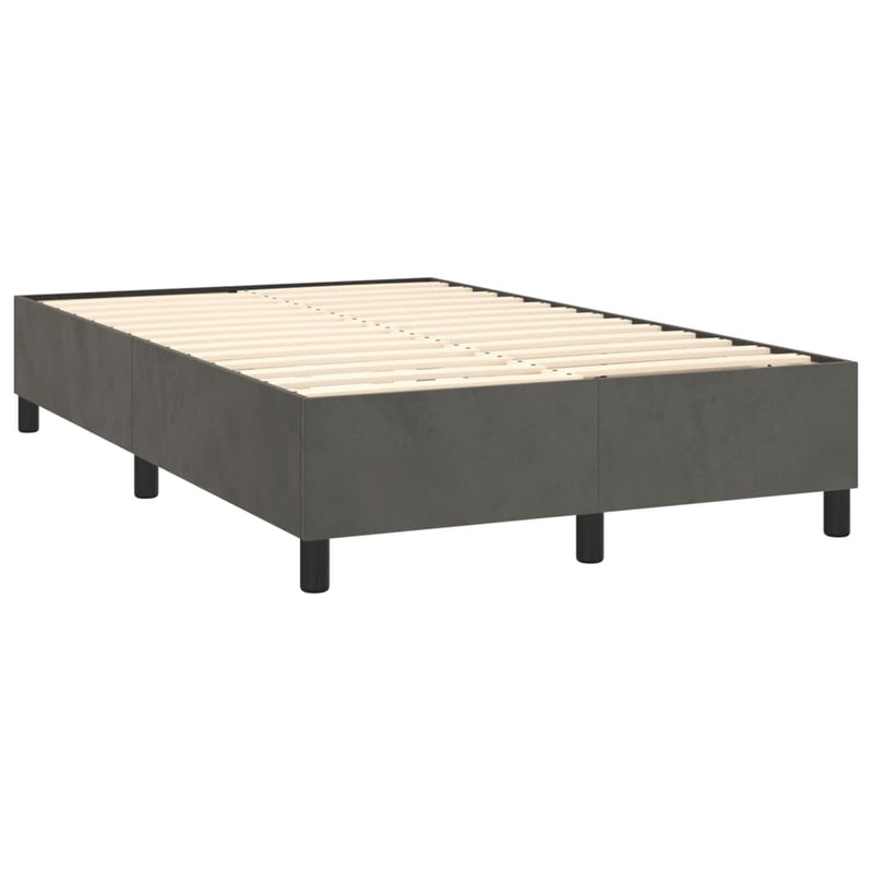 Pat box spring cu saltea, gri închis, 120x190 cm, catifea
