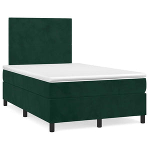 Pat box spring cu saltea, verde închis, 120x190 cm, catifea