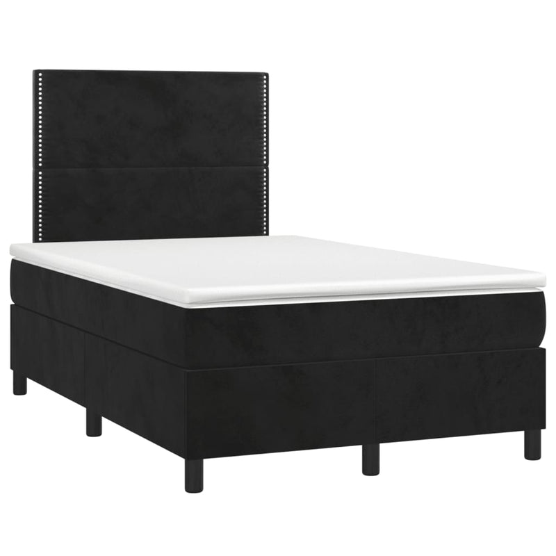 Pat box spring cu saltea, negru, 120x190 cm, catifea