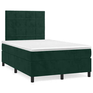Pat box spring cu saltea, verde închis, 120x190 cm, catifea