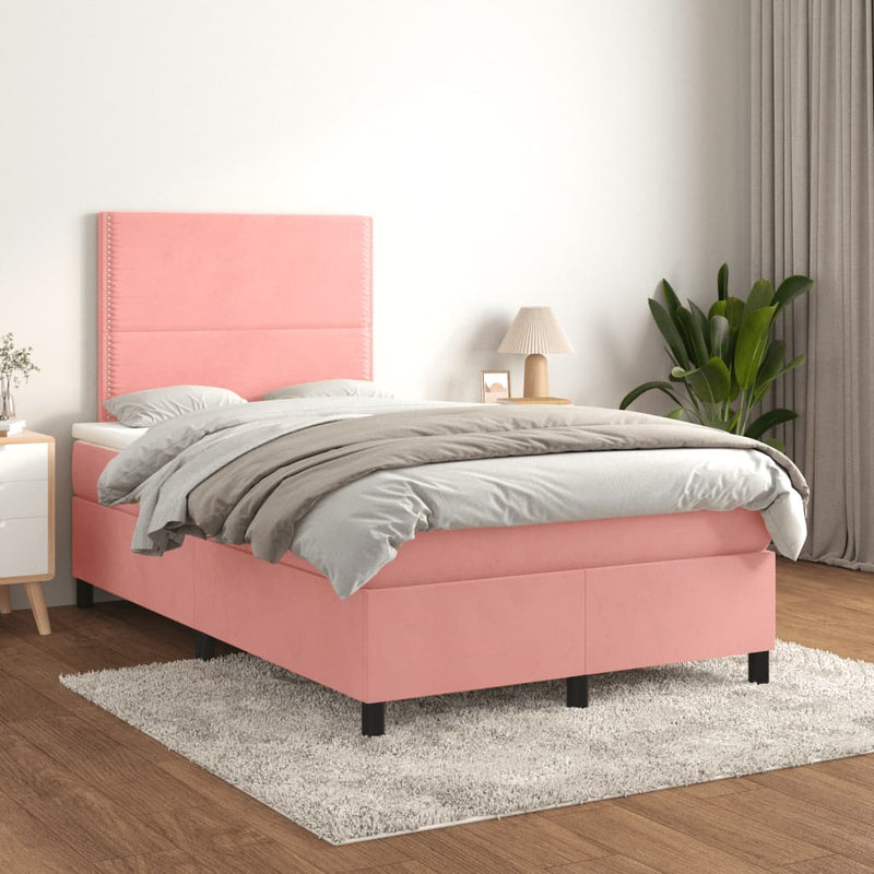 Pat box spring cu saltea, negru, 120x190 cm, catifea