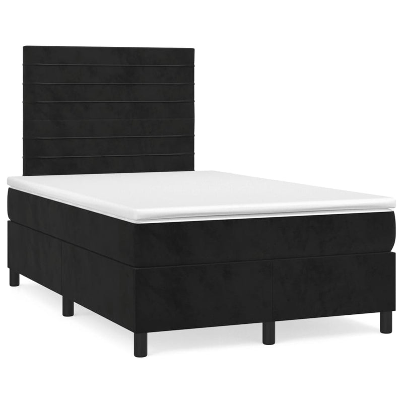 Pat box spring cu saltea, negru, 120x190 cm, catifea