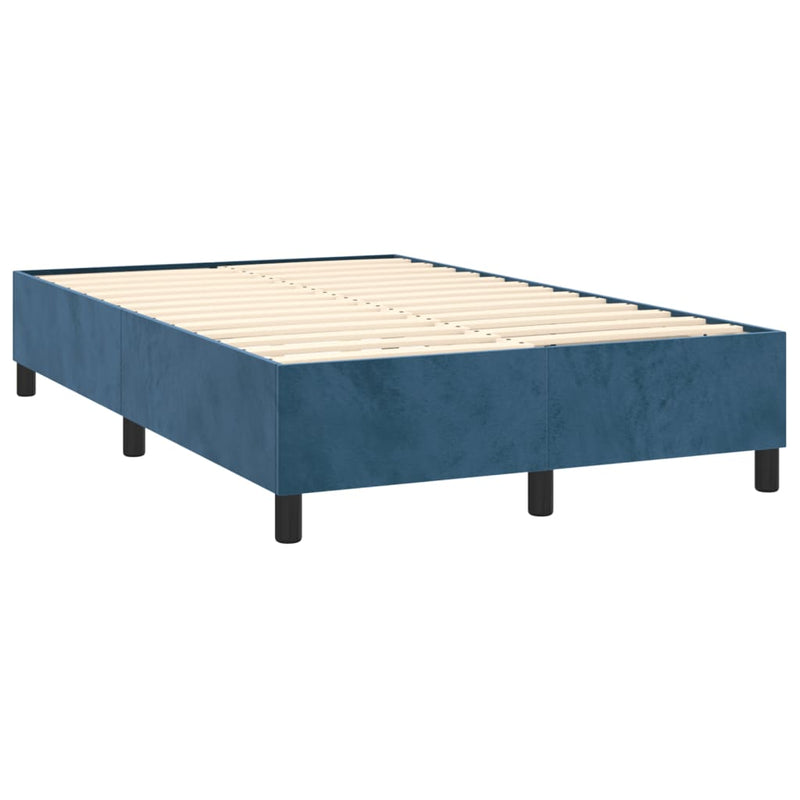 Pat box spring cu saltea, albastru închis, 120x190 cm, catifea