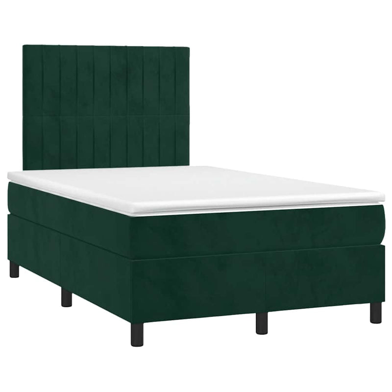 Pat box spring cu saltea, verde închis, 120x190 cm, catifea