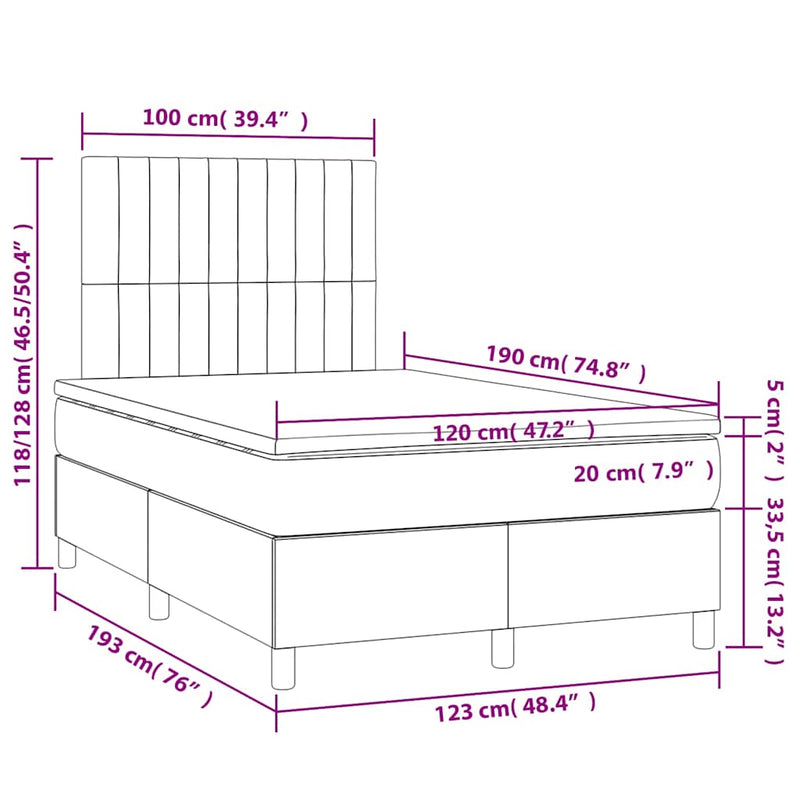 Pat box spring cu saltea, verde închis, 120x190 cm, catifea