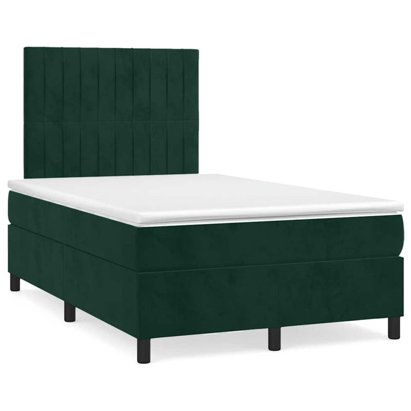 Pat box spring cu saltea, verde închis, 120x190 cm, catifea