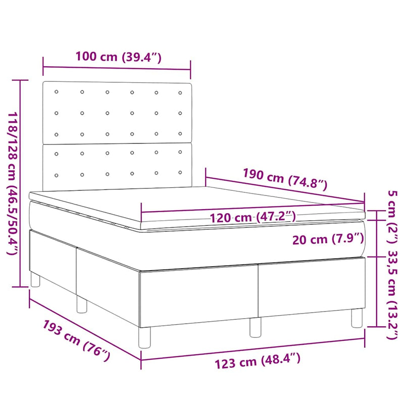Pat box spring cu saltea, verde închis, 120x190 cm, catifea