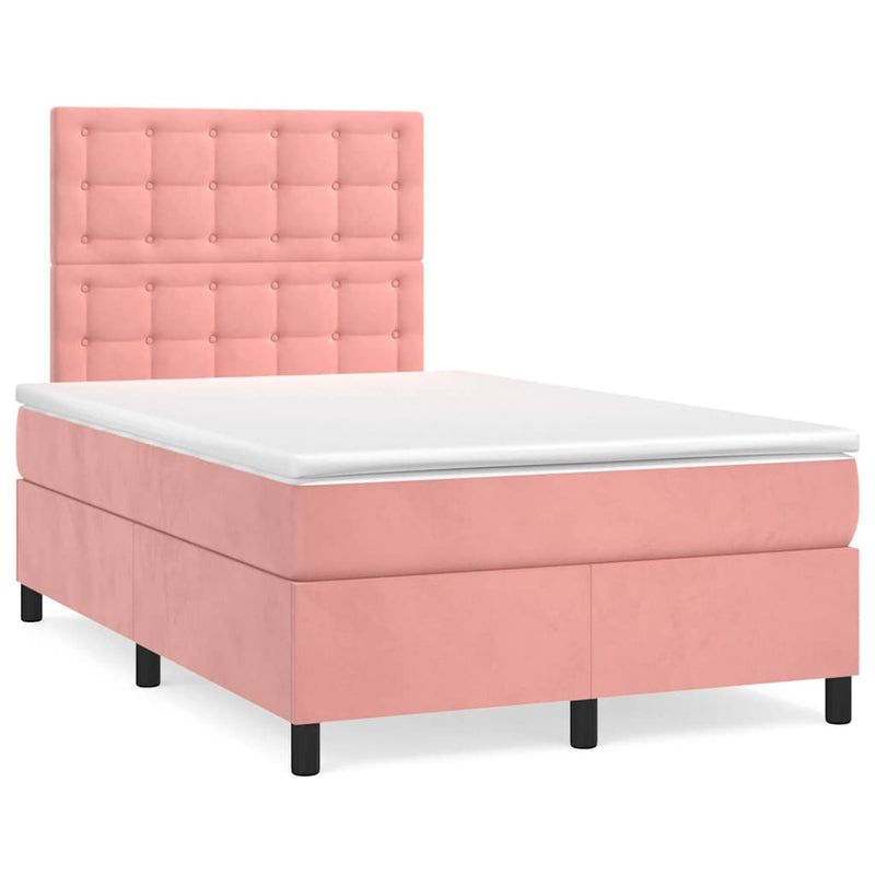 Pat box spring cu saltea, negru, 120x190 cm, catifea