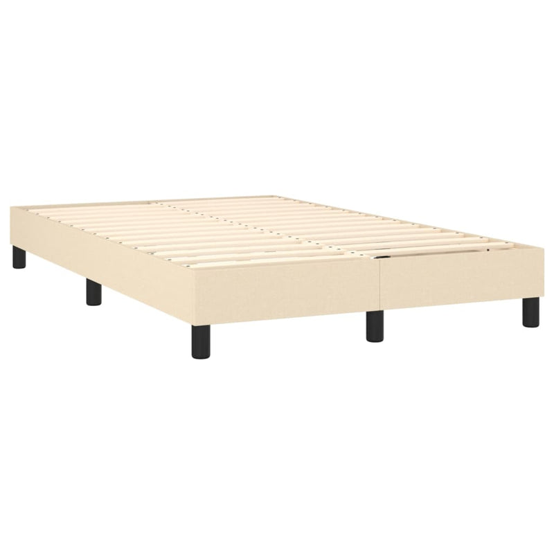Pat cu arcuri, saltea și LED, crem, 120x190 cm, textil