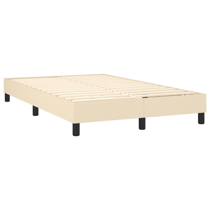 Pat cu arcuri, saltea și LED, crem, 120x190 cm, textil