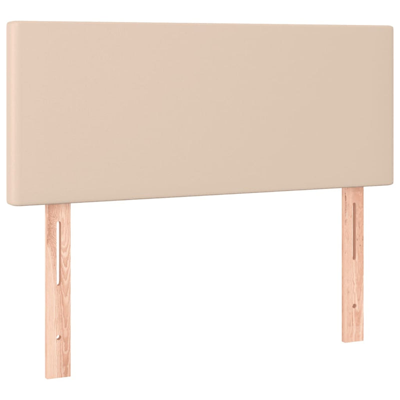 Pat cu arcuri, cu saltea și LED cappuccino 120x190 cm piele eco
