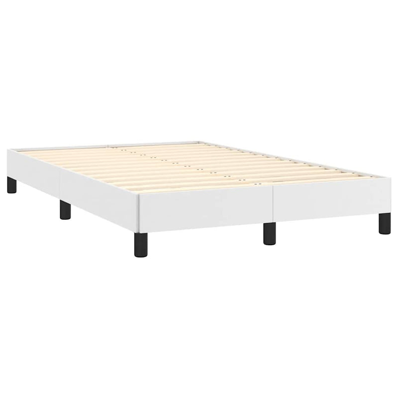 Pat cu arcuri, cu saltea și LED, alb, 120x190 cm, piele eco