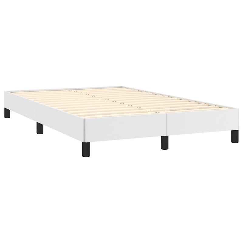 Pat box spring cu saltea și LED, alb, 120x190 cm, piele eco