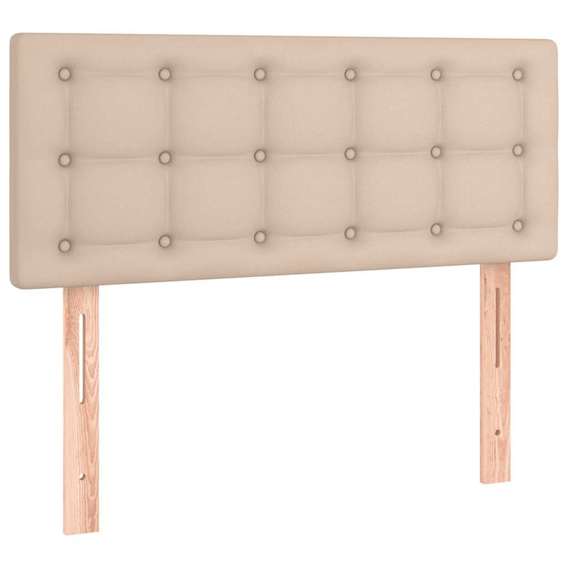 Pat cu arcuri, cu saltea și LED cappuccino 120x190 cm piele eco