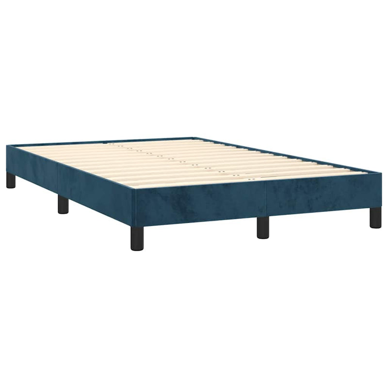 Pat box spring cu saltea/LED albastru închis 120x190cm catifea