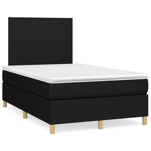 Pat cu arcuri, saltea și LED, negru, 120x190 cm, textil