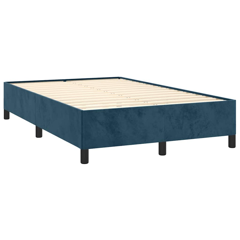 Pat box spring cu saltea/LED albastru închis 120x190cm catifea