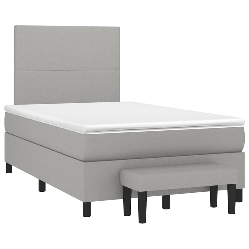 Pat box spring cu saltea, gri deschis, 120x190 cm, textil
