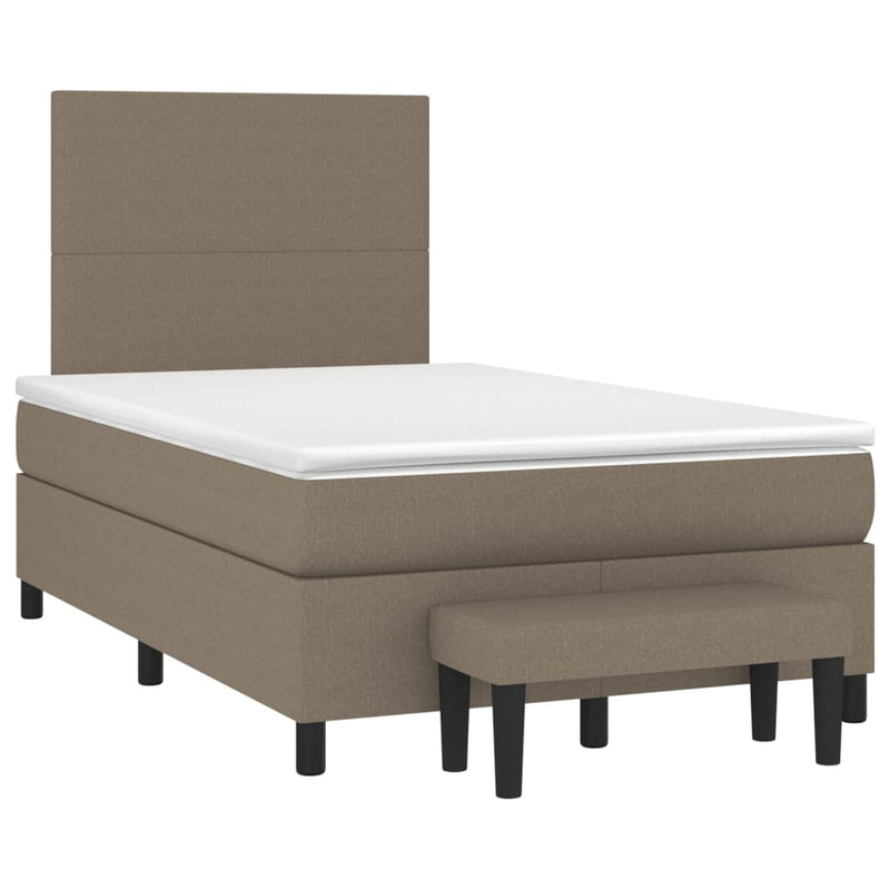 Pat box spring cu saltea, taupe, 120x190 cm material textil