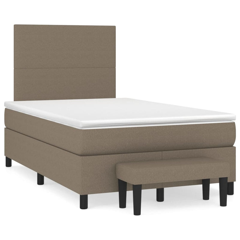 Pat box spring cu saltea, taupe, 120x190 cm material textil