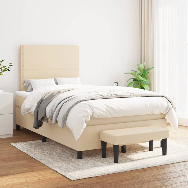 Pat continental cu saltea, crem, 120x190 cm, textil