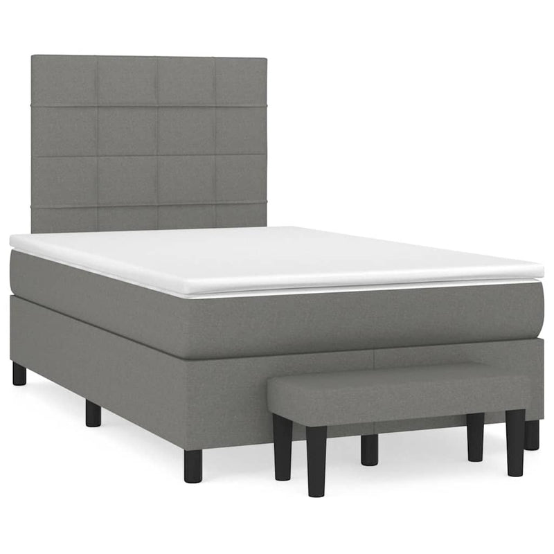Pat box spring cu saltea, gri închis, 120x190 cm, textil
