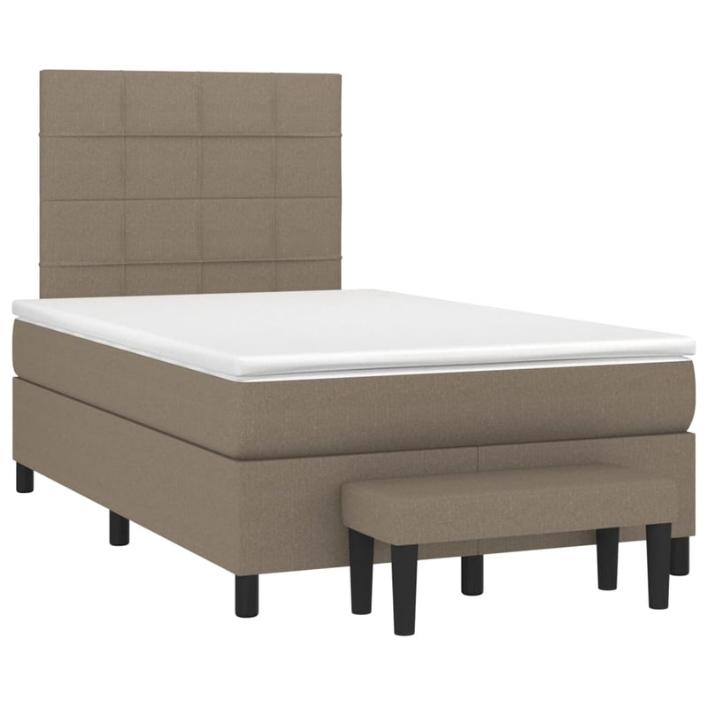 Pat box spring cu saltea, taupe, 120x190 cm material textil