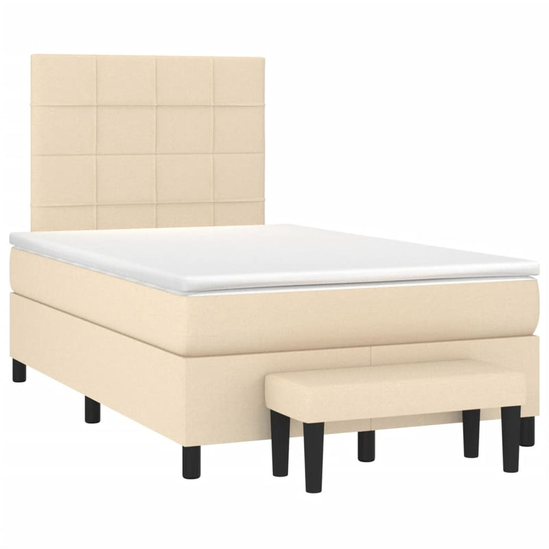 Pat continental cu saltea, crem, 120x190 cm, textil