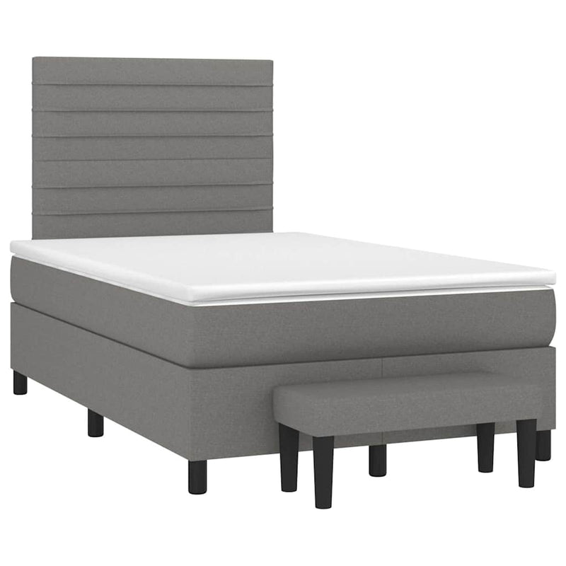 Pat box spring cu saltea, gri închis, 120x190 cm, textil