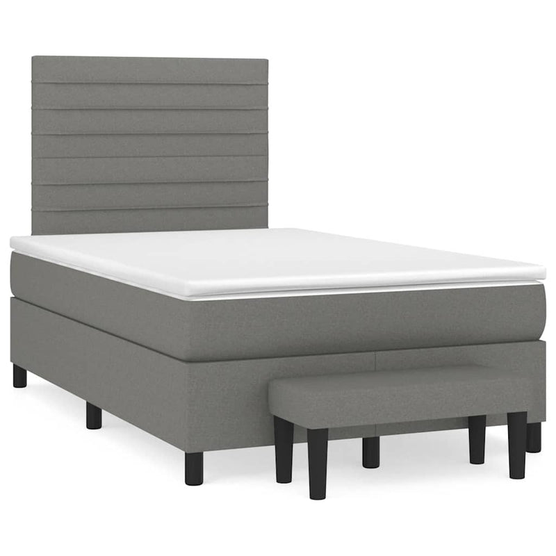 Pat box spring cu saltea, gri închis, 120x190 cm, textil