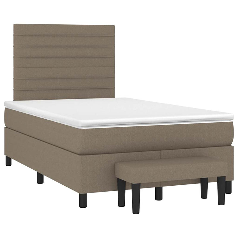 Pat box spring cu saltea, taupe, 120x190 cm material textil