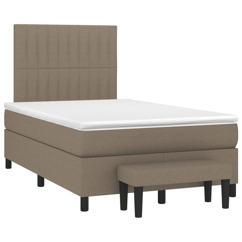 Pat box spring cu saltea, taupe, 120x190 cm material textil