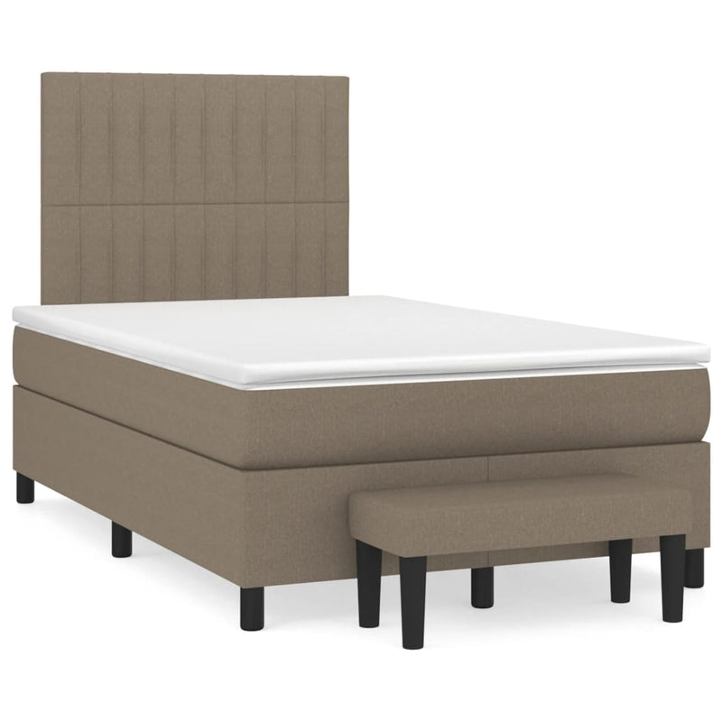 Pat box spring cu saltea, taupe, 120x190 cm material textil