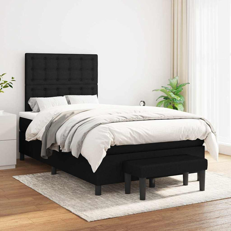 Pat box spring cu saltea, negru, 120x190 cm, catifea