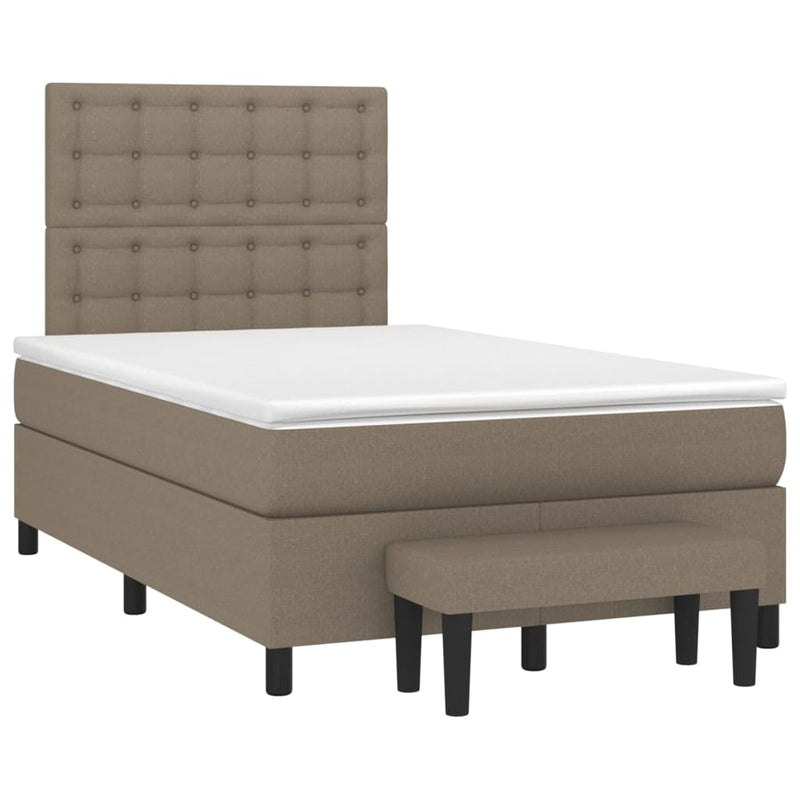 Pat box spring cu saltea, taupe, 120x190 cm material textil