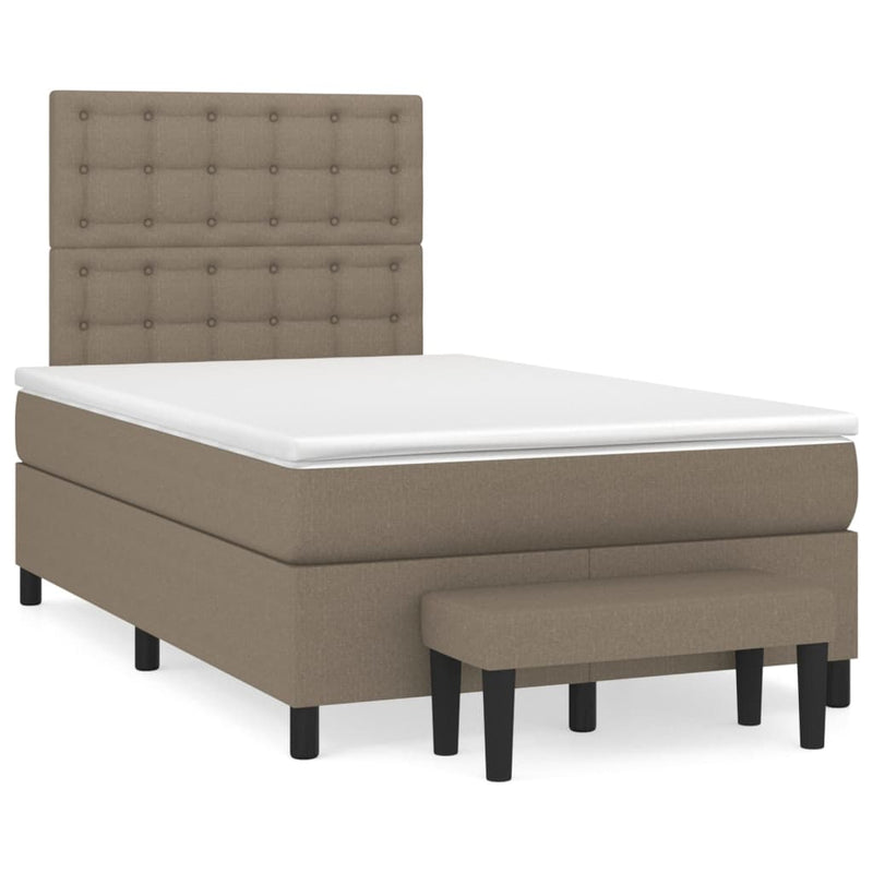 Pat box spring cu saltea, taupe, 120x190 cm material textil
