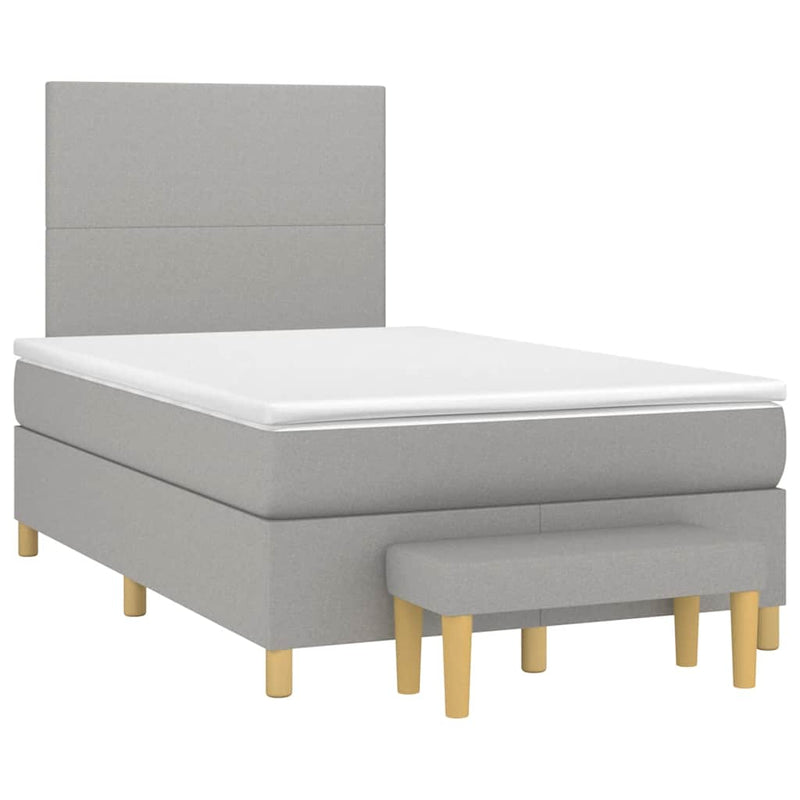 Pat box spring cu saltea, gri deschis, 120x190 cm, textil
