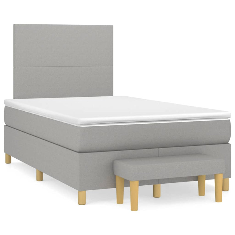Pat box spring cu saltea, gri deschis, 120x190 cm, textil