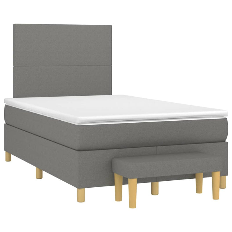 Pat box spring cu saltea, gri închis, 120x190 cm, textil