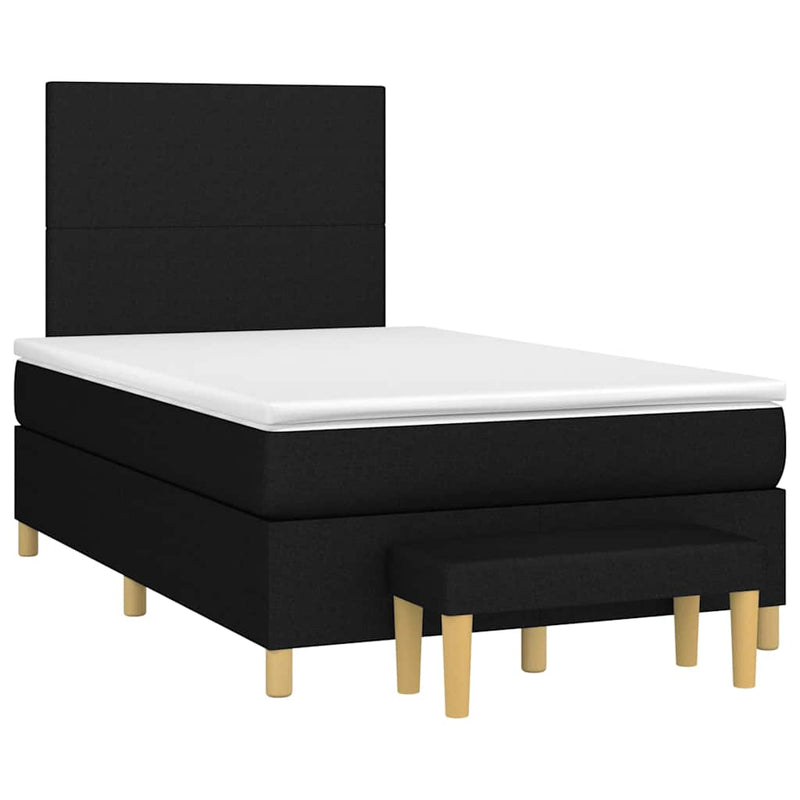Pat box spring cu saltea, negru, 120x190 cm, catifea