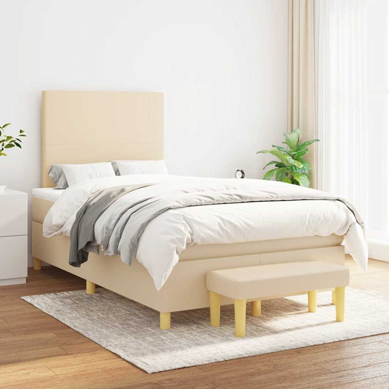 Pat continental cu saltea, crem, 120x190 cm, textil