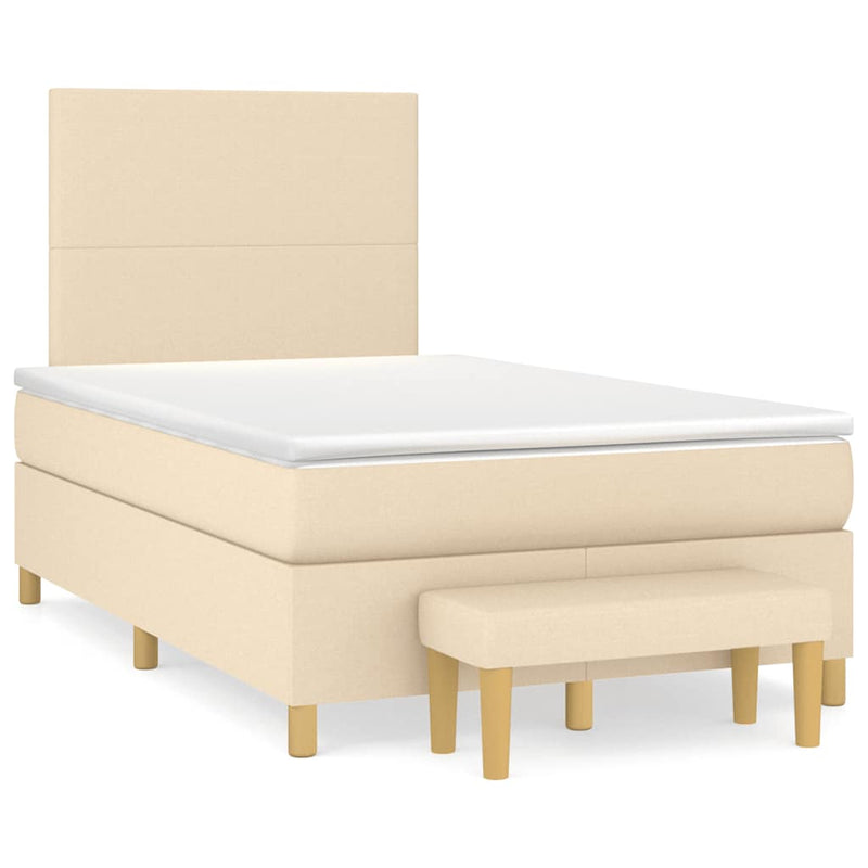 Pat continental cu saltea, crem, 120x190 cm, textil