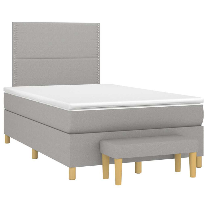 Pat box spring cu saltea, gri deschis, 120x190 cm, textil