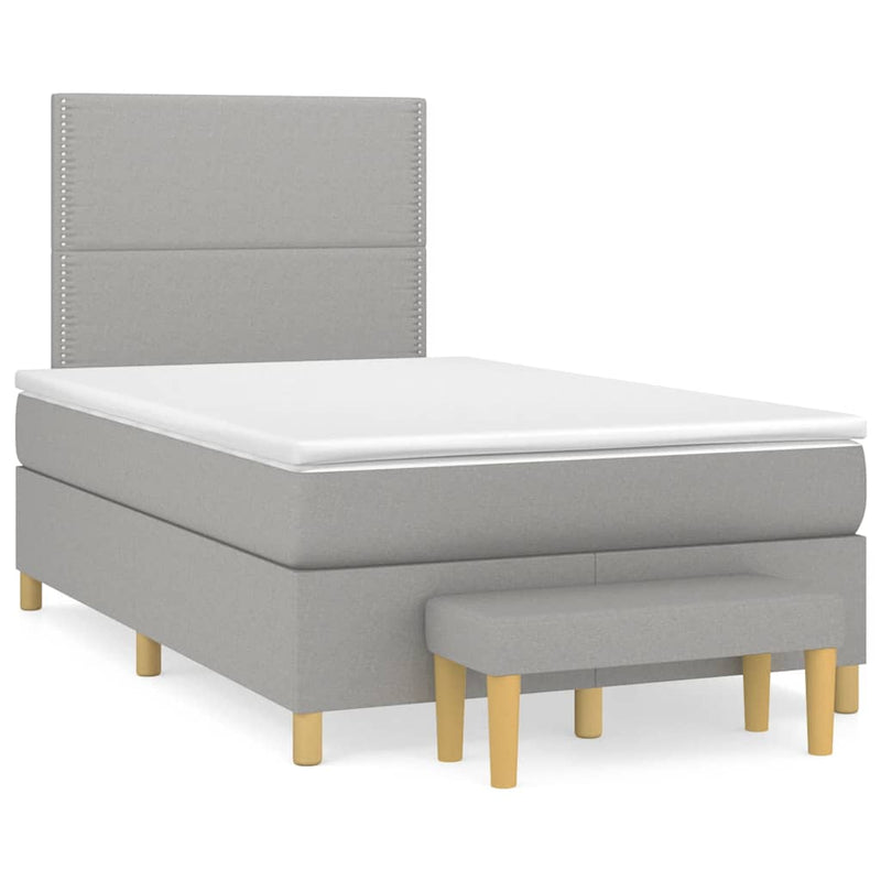 Pat box spring cu saltea, gri deschis, 120x190 cm, textil