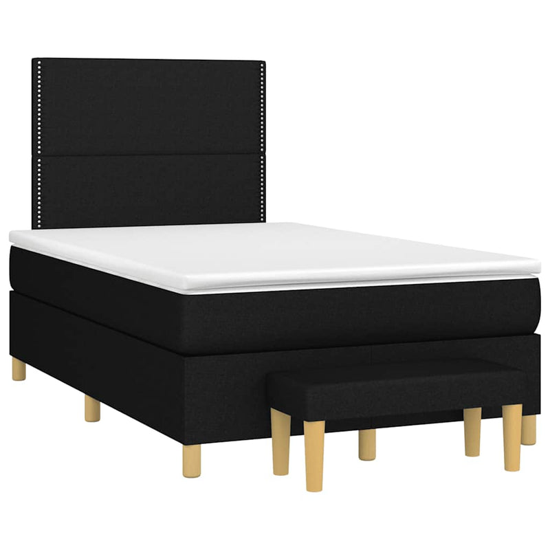 Pat box spring cu saltea, negru, 120x190 cm, catifea